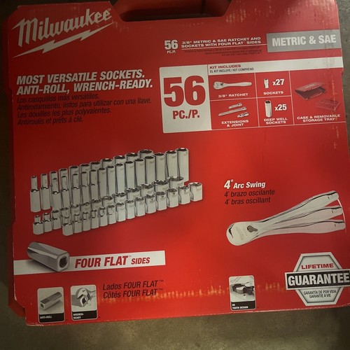 Milwaukee 3/8 In. Drive 56 Pc. Ratchet & Socket Set - SAE & Metric - Picture 2 of 3