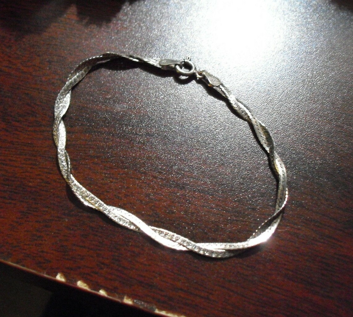アクセサリー VINTAGE ITALIAN 925 SILVER BRACELET 925 Sterling Silver Vintage Italy Cable Link Bracelet 7.25
