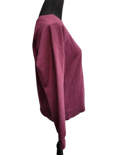 Time & True Sweatshirt (M 8/10) Burgundy Crew Ribbed-Cuff/Neck/Hem Cotton Blend - Picture 3 of 6