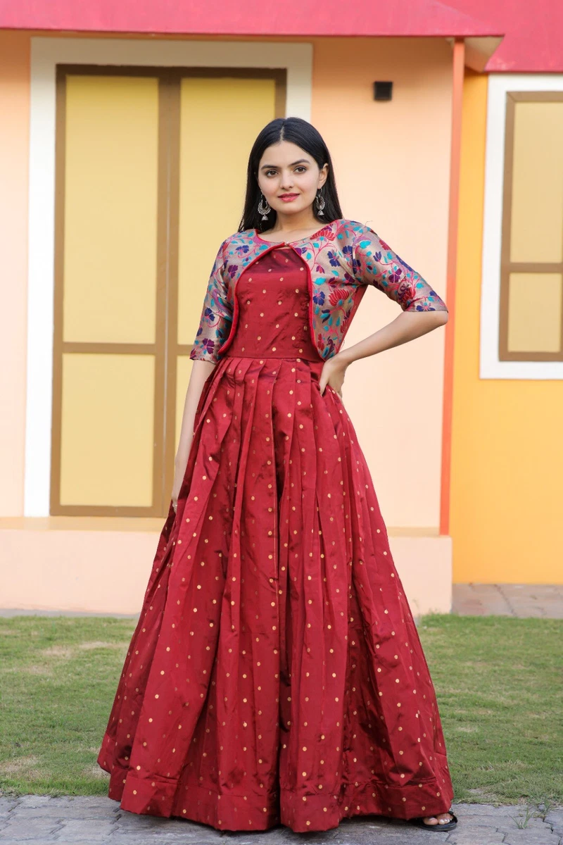 Designer Anarkali Gown Ready Made Long Dress Formal Wedding Wear Brida –  azrakhkurtis