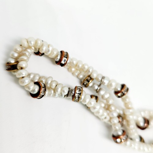 Vintage Freshwater Pearl & Sterling Silver 925 Bracelet 8" Elegant Double Strand - Picture 4 of 6