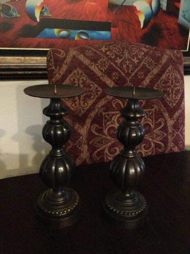 2er Set Bronze Tischplatte Stumpenkerzenhalter - Bild 1 von 2