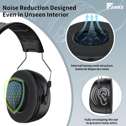 Noise Cancelling Hearing Ear Protection Earmuffs NRR 27dB Ear Muffs (Black) - Picture 4 of 6