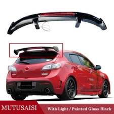 Fit For Mazda 3 Mazda3 2010-2013 Rear Roof Spoiler Wing Glossy Black With Light