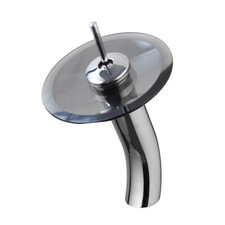 Chrome Glass Bathroom Basin Faucet Waterfall Spout Deck Mounted Mixer Sink Taps