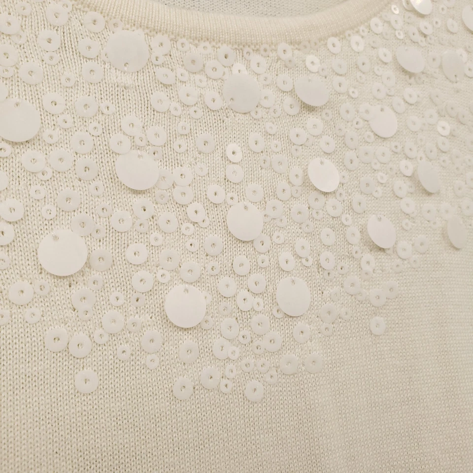 全新 Alfred Dunner 毛衣女式 3X Plus 白色长袖弹力套衫针织 — 第 3/4 张图片