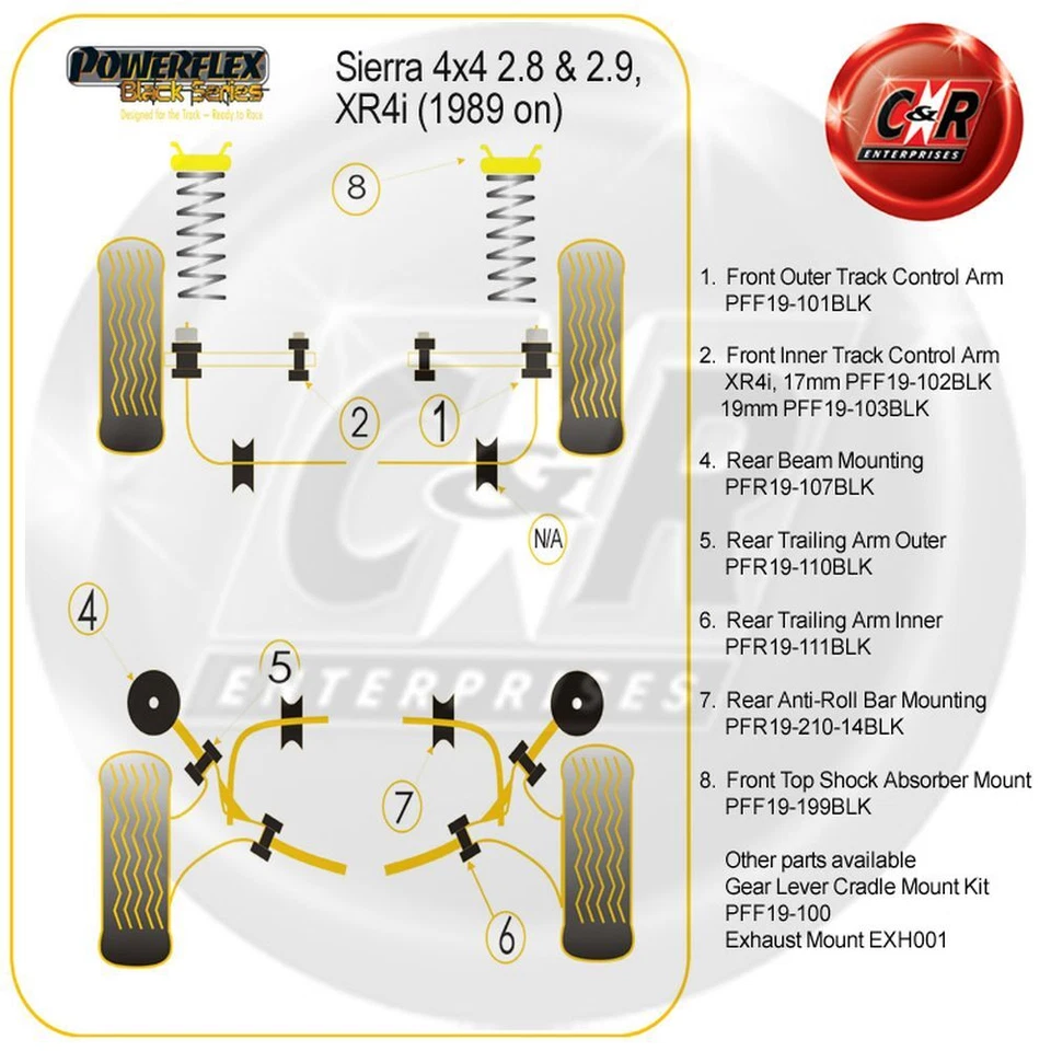 Powerflex Black Palanca Cambios Cuna Mnt Kit Para Ford Sierra XR4i 83-85 - Imagen 2 de 4