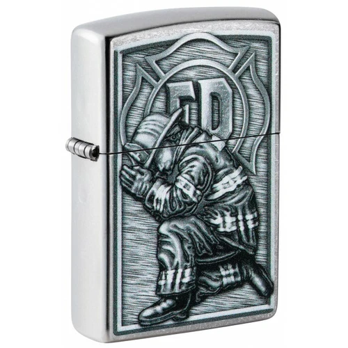 Zippo Lighter: Firefighter Kneeling - Street Chrome
