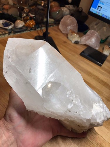 Raro Cristal de Cuarzo Transparente Piedra Preciosa Jumbo Atigrado Guardián de Registros Espécimen Láser 777 - Imagen 7 de 12