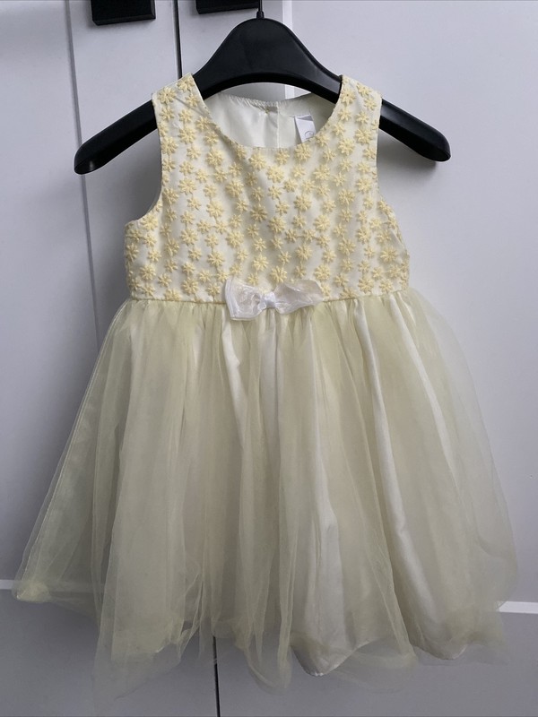 EUC Cherokee Girl Dress Meshy Yellow Ivory Embroidered Tutu Sleeveless Size 4T