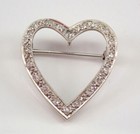 Brooch 14K White Gold Plated 1Ct Lab-Created Diamond Heart Pendant Pin