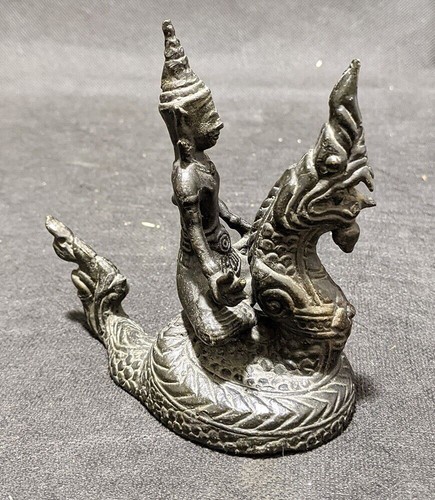 Vintage Bronze Thai Statue - Vishnu Riding Sehsha Naga - 5" x 5" - Bild 2 von 3