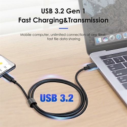 25cm USB A to C Data Cable Type C SuperSpeed Sync Fast Charging Charger Cord 60W - Picture 3 of 8