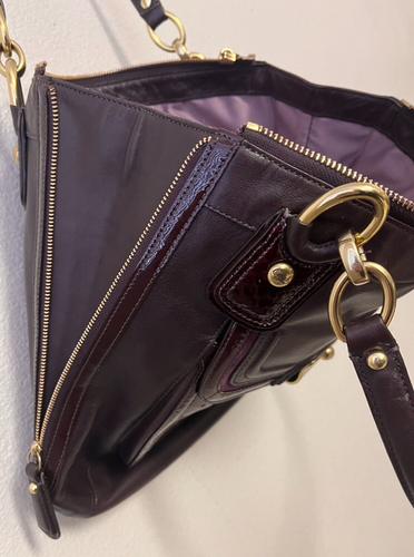 Coach Kristin Spectator N/S Tote Purple/Ostrich #18303 *EUC* - Picture 5 of 10