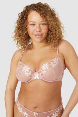 Gorgeous at Debenhams Applique  Embroidery Plunge Bra in Pink
