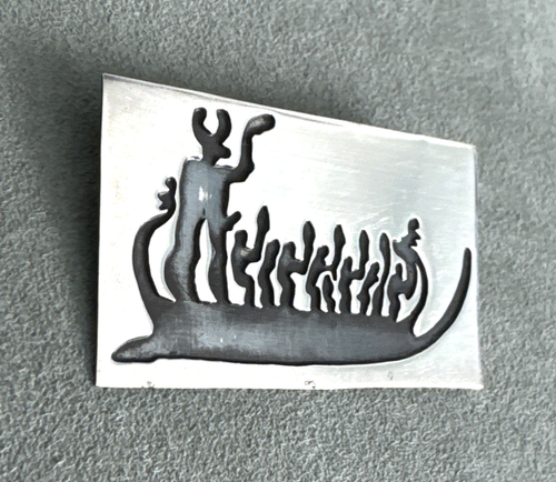 Dancing Singing Kachina Petroglyph Figures Bar Pin Brooch Sterling Silver - Picture 4 of 6