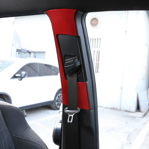Red Carbon fiber Safety Seat Belt Panel Stickers For Toyota Tacoma 2015-22 - Picture 4 of 12