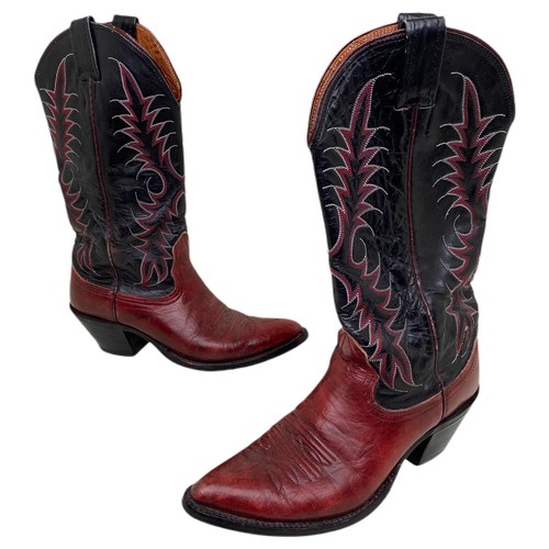 Stivali vintage NOCONA neri in pelle rossa da uomo taglia 6,5 B / donna 8 - Foto 2 di 9