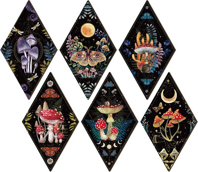 6 Pieces Mushroom Wall Decor Gift Vintage Aesthetic Boho Wall Art for Home 11.8I