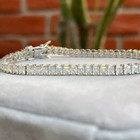 7" in 14 White Gold Plated Princess Lab Created Diamond Tennis Women's Bracelet