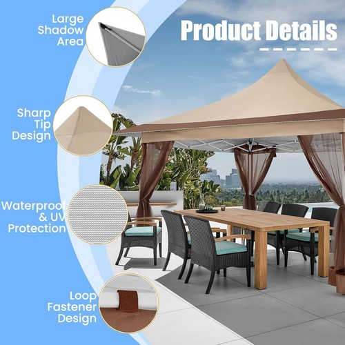 Carpa con dosel HOTEL 12'x12' Pop Up Gazebo con mosquiteros jardín exterior\\ - Imagen 26 de 40