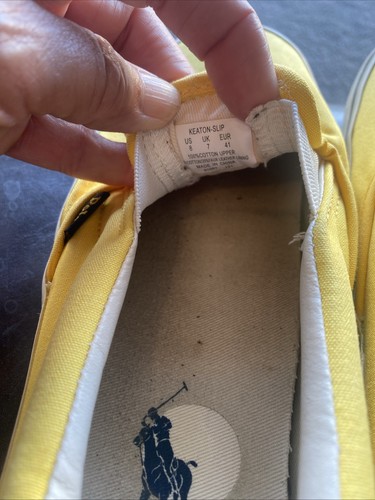 Polo Ralph Lauren KEATON Slip-On Men's Size 8 Yellow Canvas Boat Shoes - Picture 6 of 11