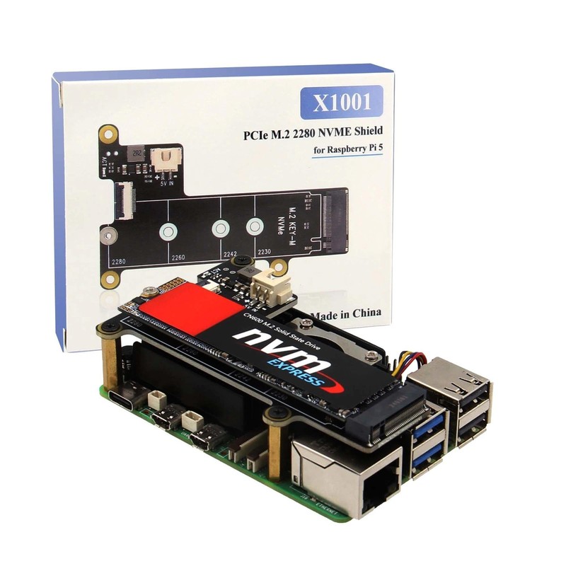 X1001 V1.1 PCIe NVMe M.2 SSD 2280 Expansion Board compatible with Raspberry Pi 5