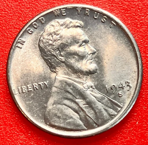 1943-S Lincoln Wheat Cent Penny GEM RED BU From an Original Bank Roll
