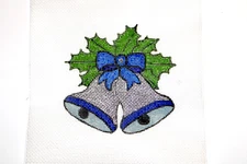 Needlepoint Canvas to stitch Christmas Silver Bells Blue 18 mesh Zweigart Signed