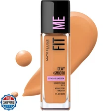 Maybelline Fit Me Dewy + Smooth Liquid Foundation Makeup, Toffee,