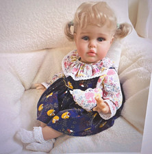 Lifelike Baby Doll Girl, Blonde Wavy Hair Blue Eyes, Light Complexion
