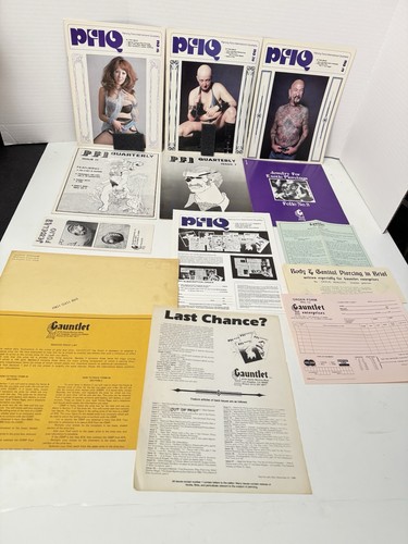 Vtg. 1970's PFIQ Lot Of Piercing Fan International Quarterly Mag & Memorabilia