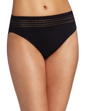 Warner's Womens No Pinching No Problems Lace Hi Cut Brief Panty, Black, L