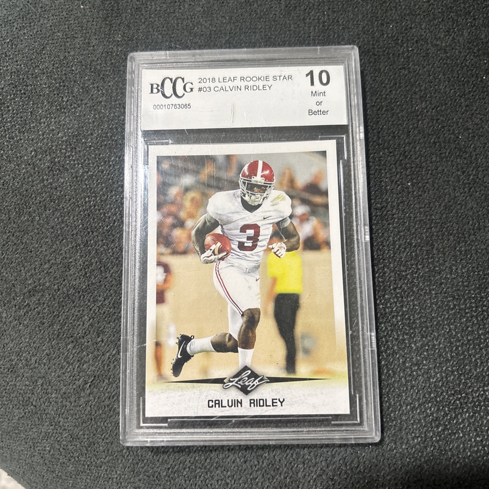 2018 LEAF ROOKIE STAR #03 CALVIN RIDLEY GRADED 10 BCCG ALABAMA/FALCONS