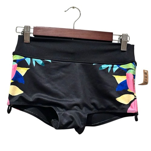 Victoria's Secret Bikiniunterteil PINK schwarz Blumenmuster Medium Fitnessstudio Schwimmen Strand neu