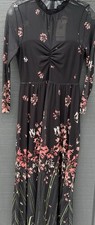 Ted Baker London Womens Susenna Floral Mesh Ruffle Neck Midi Dress Sz 1 NWT