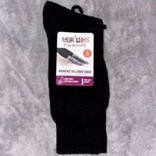 Muk Luks Cozy Up Your Mid Calf Tall Boot Socks Women OS 6-11 Black 2 Pair Pack