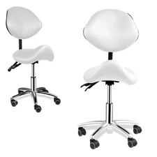 Ergonomic Saddle Stool Hydraulic Swivel Rolling Saddle Chair W/ Backrest Adjust