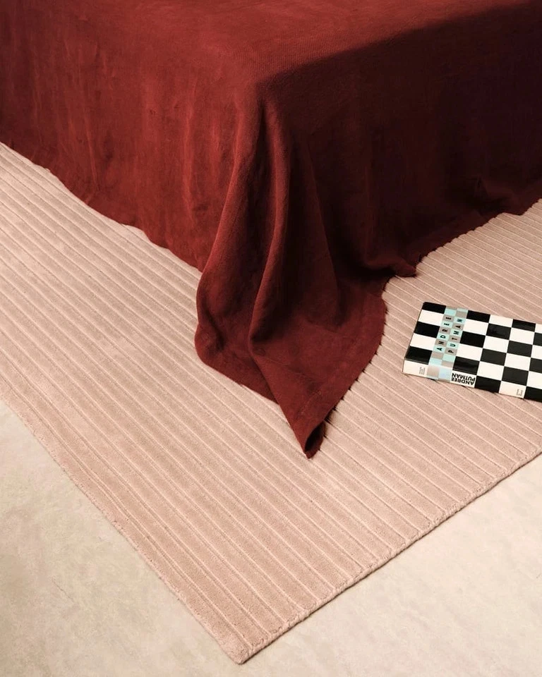 Alfombra de lana acolchada a mano 9 x 12 pies - diseño de nudos nórdicos, alfombra rosa claro 8 x 10 Foto 4 de 4