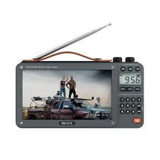720P 7Inch Screen AM FM Movie Video Radio with Bluetooth Speaker, Grey