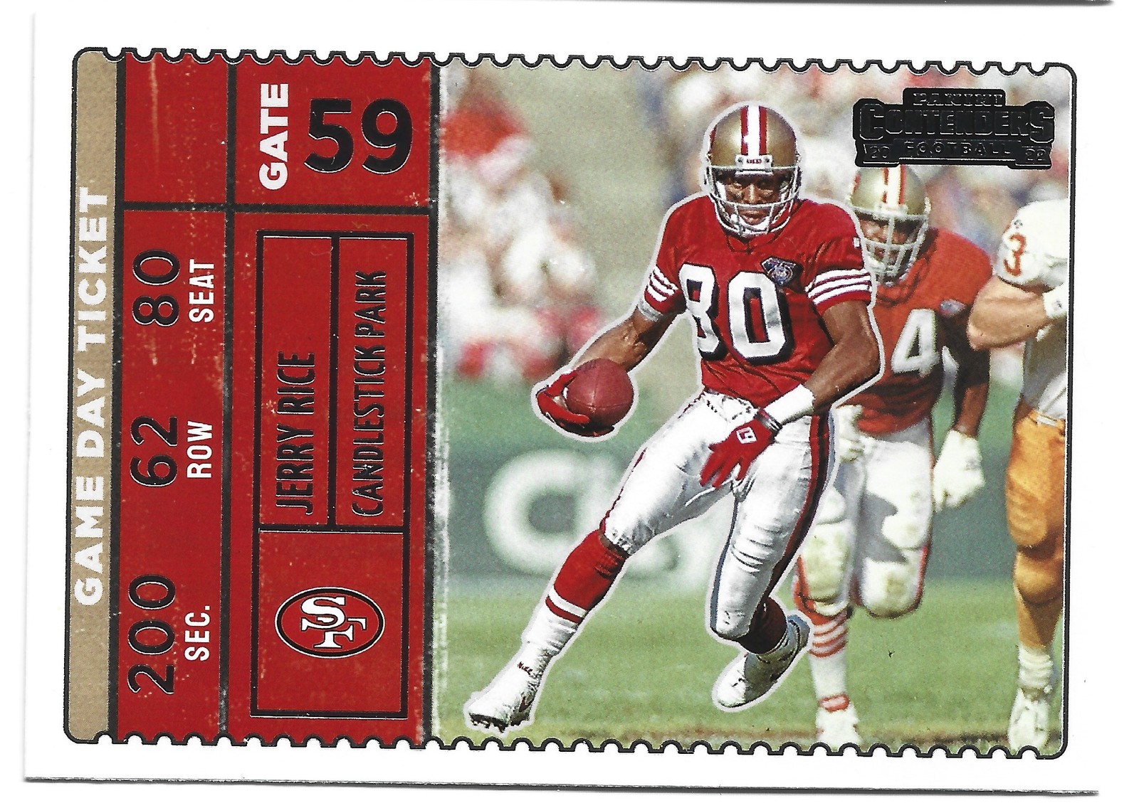 2022 Panini Contenders #GDT-JRI Jerry Rice Game Day Ticket Emerald