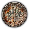 1946 10c Roosevelt Silver Dime - Neon Pattern Toning - BU - SKU-Y7043 Philadelphia Roosevelt Dime