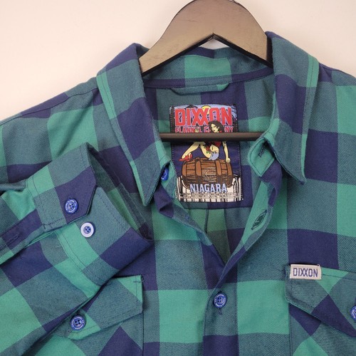 Dixxon Flannel Co Niagara Mens 2XL Green Navy Buffalo Check D-Tech Button Down