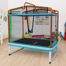 3-in-1 Kids Trampoline 6FT Rectangle Kid Trampoline w/ Swing Horizontal Bar