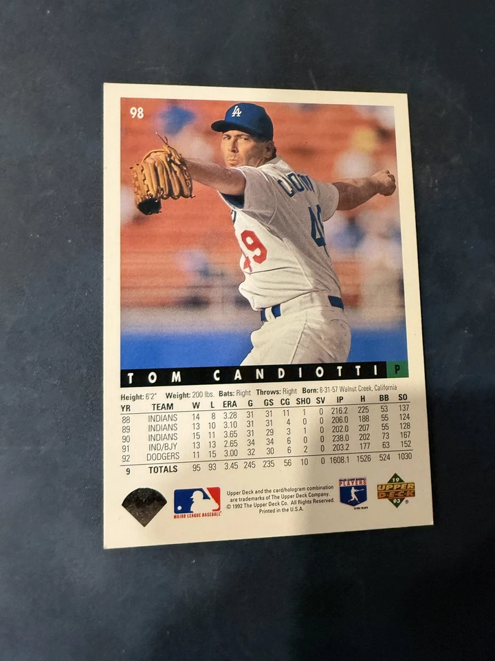 Tom Candiotti 1993 cubierta superior #98 Foto 2 de 2