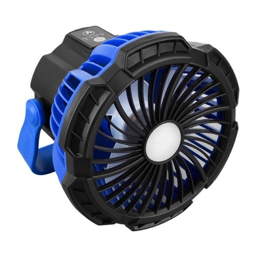 Rechargeable Portables Electric Fan With Led Light Tent Car Camping Hook - Picture 5 of 11