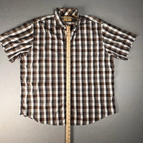 Roundtree & Yorke Gold Label Shirt Mens XL Brown Plaid perfect performance - Picture 8 of 11