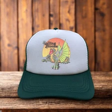 The Rolling Stones Mens Trucker Hat Green Snapback World Tour 1978 Ball Cap