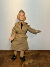 Vintage Freundlich Composition US Military Woman WAC Doll 15”