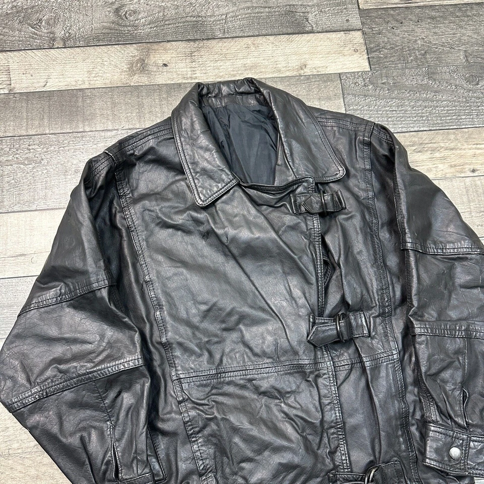 Vintage Real Leather Jacket Biker Retro Y2K Black Ladies Womens Medium - Image 3 of 4